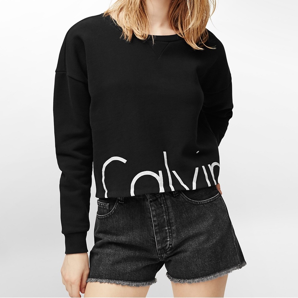 CK Jeans Crop Logo Long Sleeve Sweatshirt